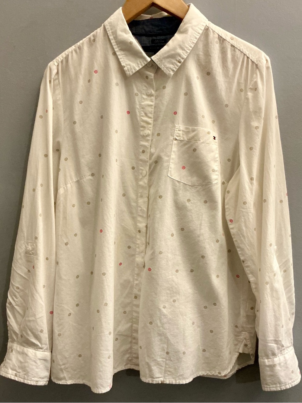 Tommy Hilfiger Men’s XL White Nautical Print Button Down Shirt Classic Fit